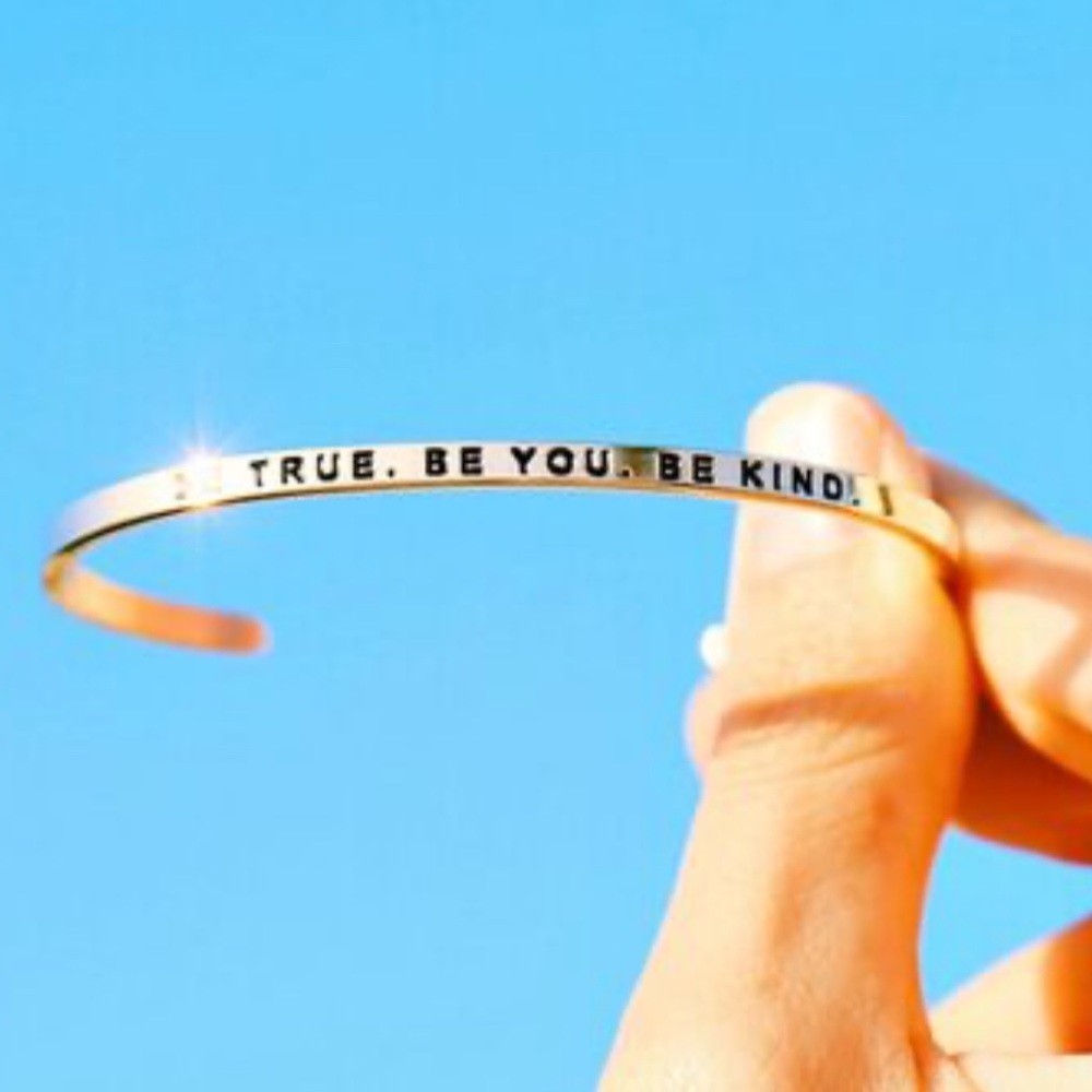 ‘Be True Be You Be Kind’ Silver Mantra Bracelet